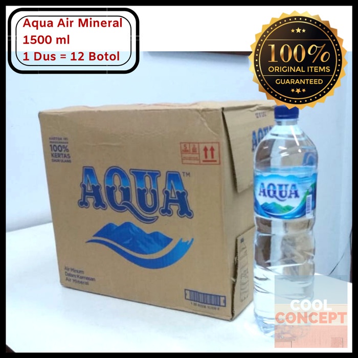 

d201nhd Aqua Botol Air Mineral 1500 Ml 1 Dus Isi 12 Botol 1,5 L (Gojek/Grab) Ds201Fs