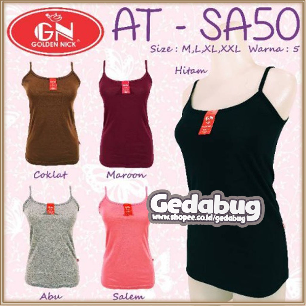 Tangtop Golden Nick SA 50 Tali Kecil | Atasan wanita dewasa polos | Gedabug