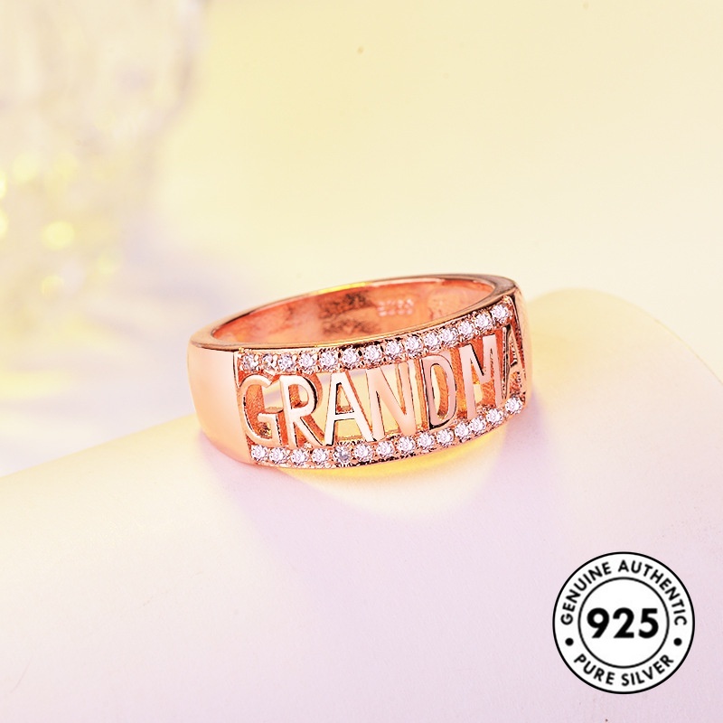 Cincin Berlian Bahan S925 Silver Warna Rose Gold