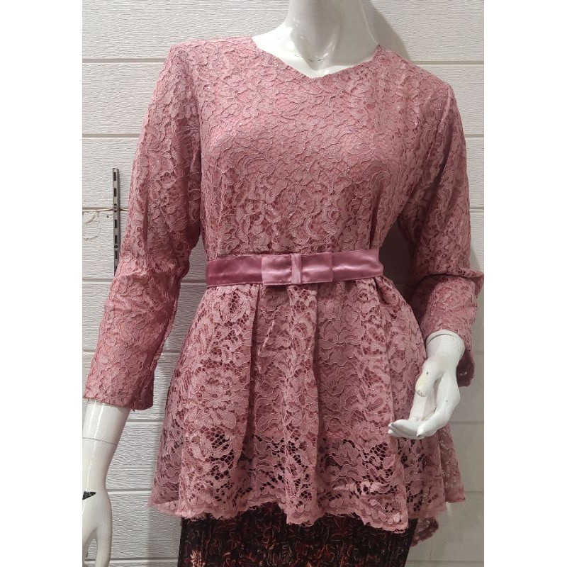 KEBAYA BRUKAT ATASAN KUALITAS PREMIUM MODEL OURORA  M L XL REAL PICT-DASTY PINK