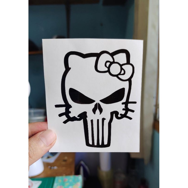 

stiker hello Kitty punisher 1 custom cutting stiker murah