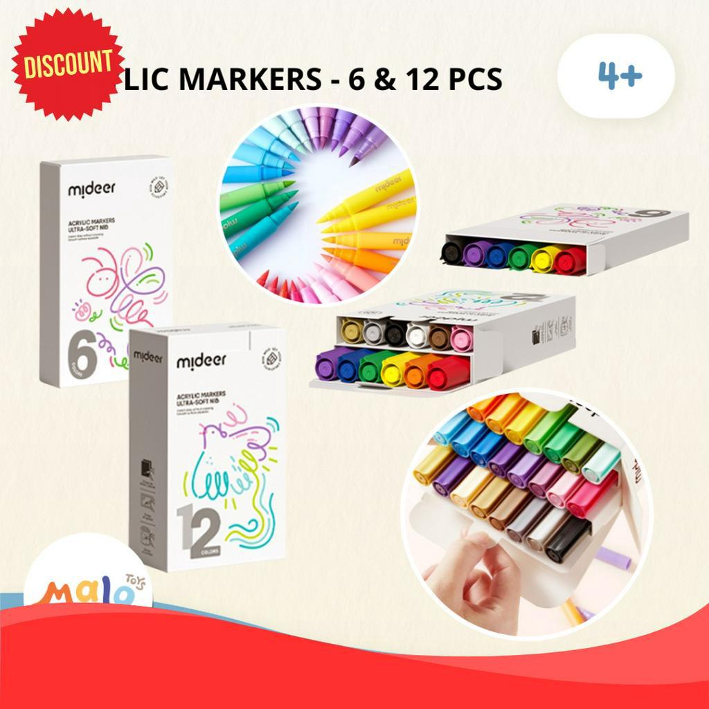 

TERUPDATE MALOTOYS Mideer Acrylic Marker Spidol Akrilik Lembut Ultra Soft Nib 6 12 pcs Warna Colors Spidol Mewarnai Menggambar Kesenian Nontoxic Mainan Anak Prakarya Color Malo Toys