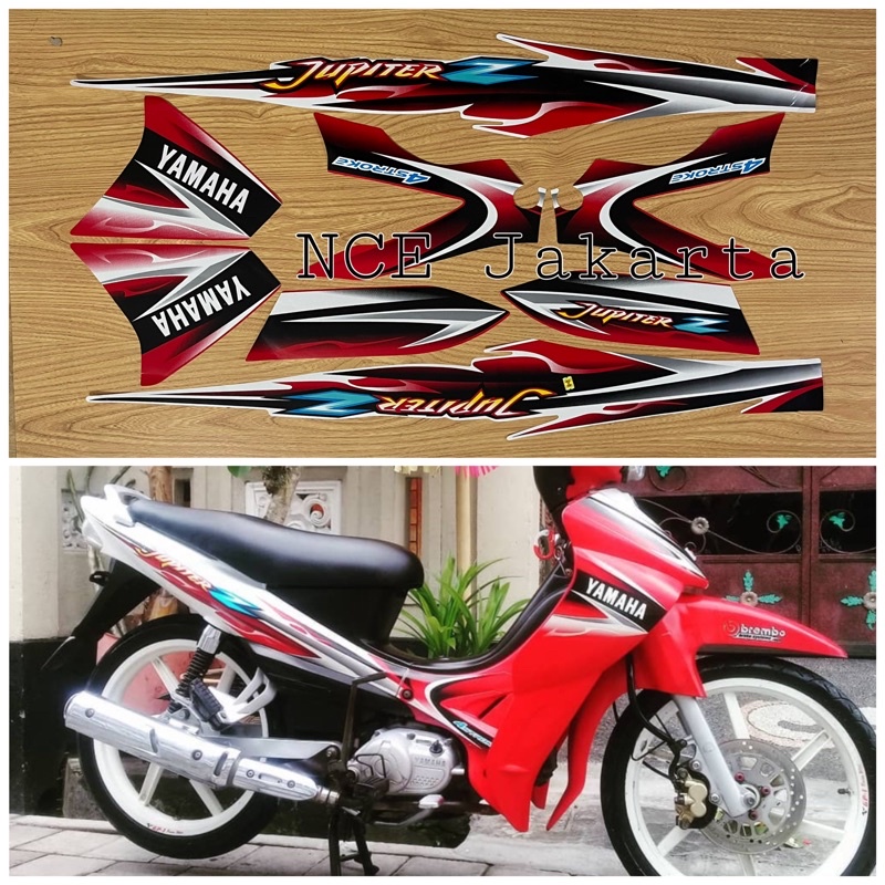 STIKER STRIPING MOTOR JUPITER Z 2005 MERAH PUTIH