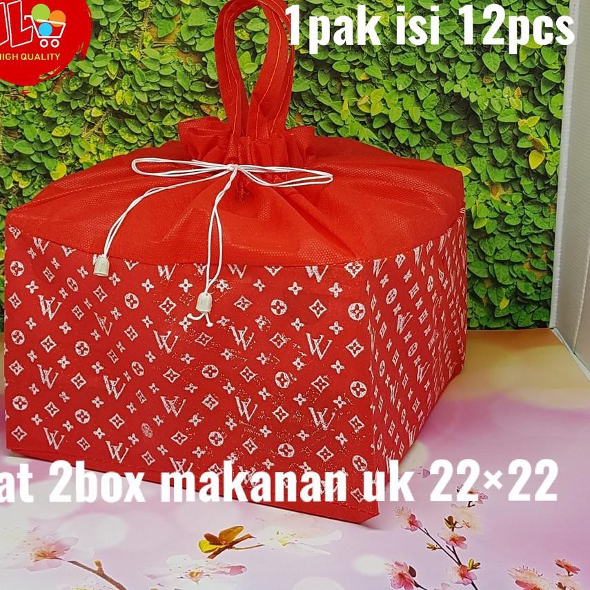 

➶ 12pcs Tas Kain Serut LVV utk 2dus 22x22 Goodie Bag Hajatan syukuran spunbond besekan ♪