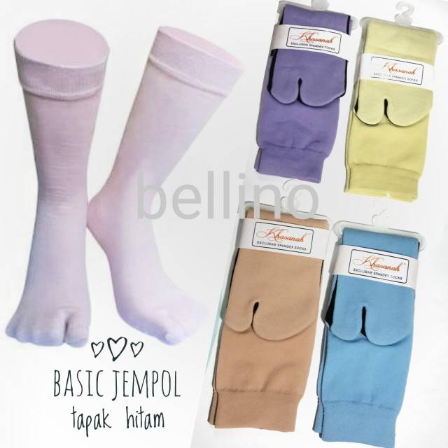 KAOS KAKI JEMPOL Hijab  Kaos Kaki Muslimah POLOS TAPAK HITAM SUPER SOFT Kaus Kaki Wanita Jempol Muslimah Sebetis Kaos Kaki Cewek