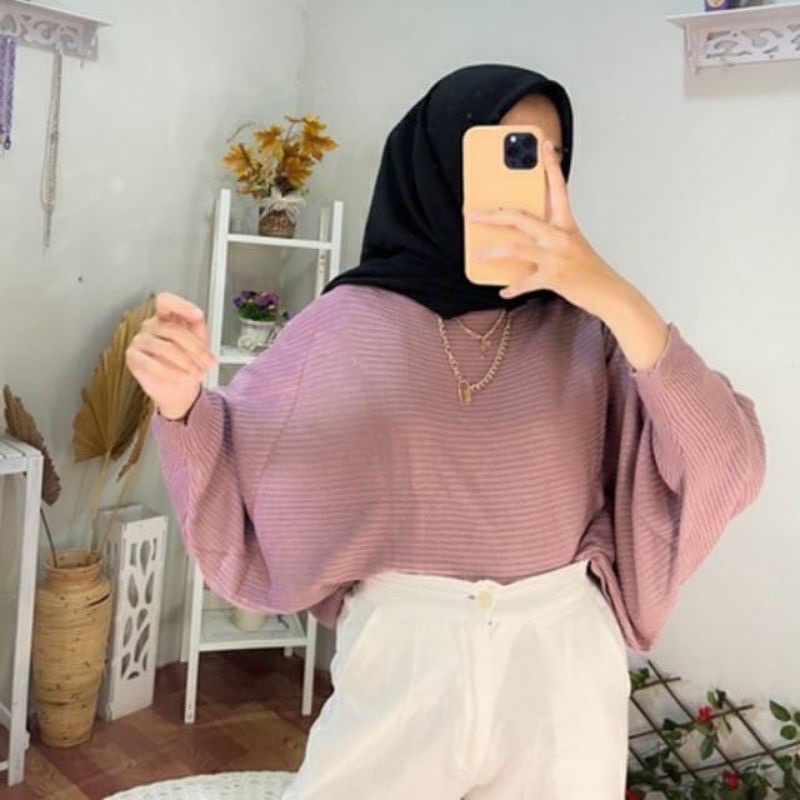 LASPERAL BLUSE BATWING RAJUT / ATASAN RAJUT BATWING