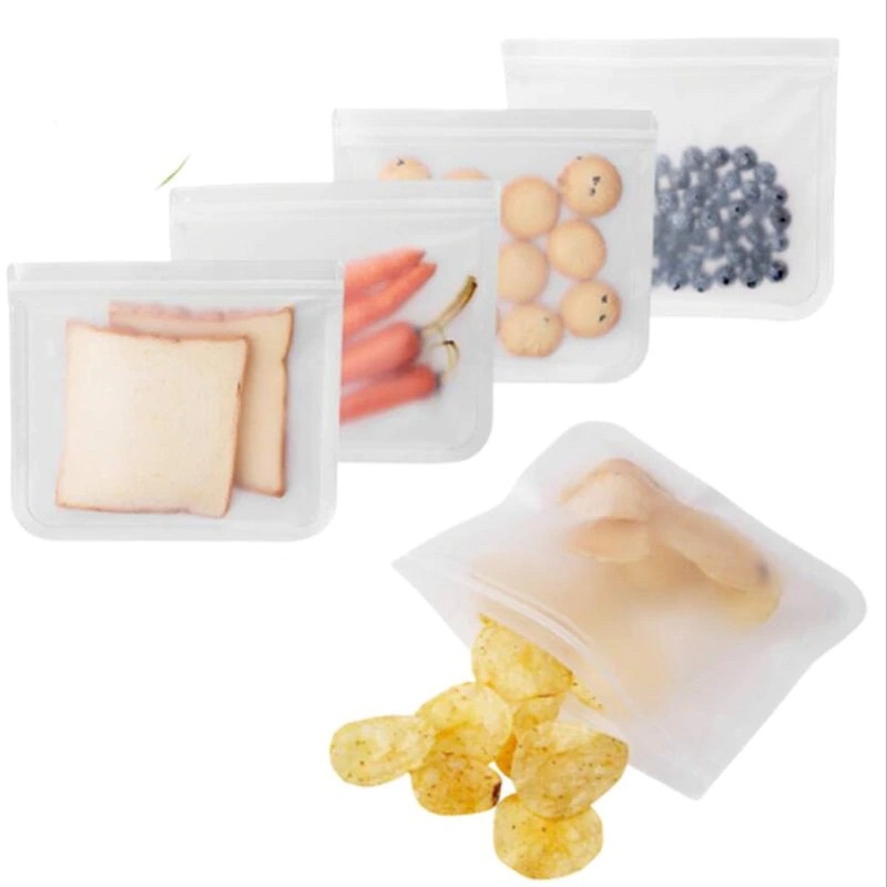 Amil Kantong Plastik Organizer Makanan Silicone Food Bag Ziplock Size S-M - B0271 - Transparent