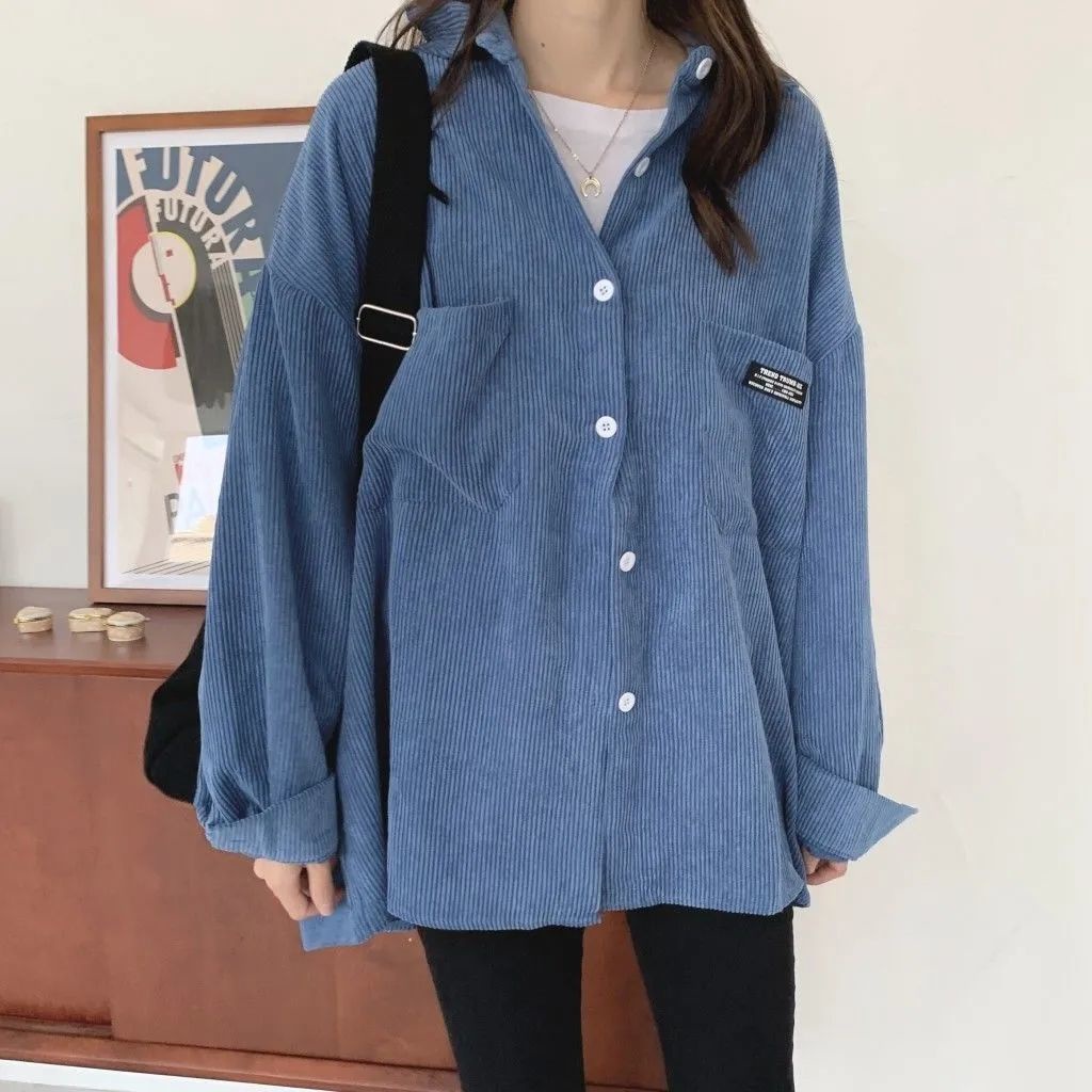 Outer Kemeja Flanel Wanita Oversize Atasan Wanita Lengan Panjang