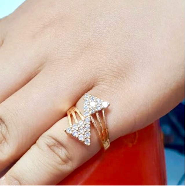 Cincin wanita tanda panah dobel kanan kiri lapis emas yaxiya xuping