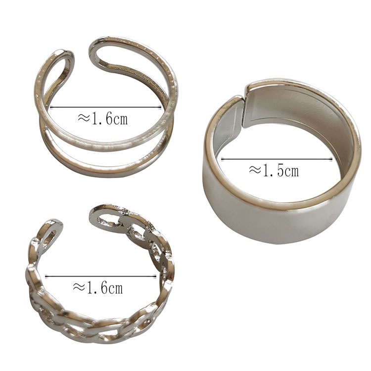 Shuling Hip-hop Ring Chain Buckle Joint Ring 3 Pcs Tail Rings