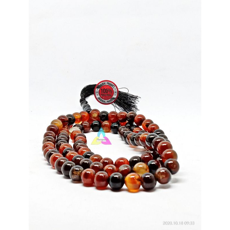 TASBIH AKIK SULIMAN MADU UKURAN 10MM ASLI
