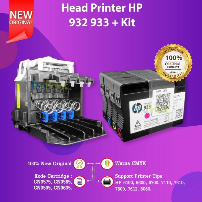 Head Printer 932 933 + Tinta Cartridge Starter Kit New Original 6100