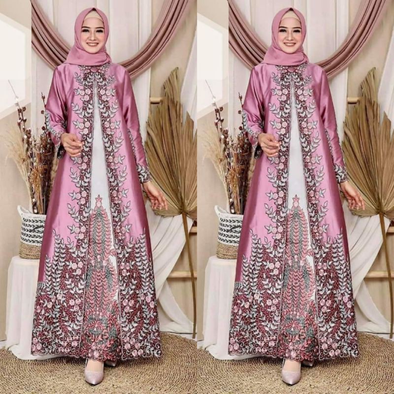 Gamis Mouza pelangi Jaya original bahan tafetta bordir-G