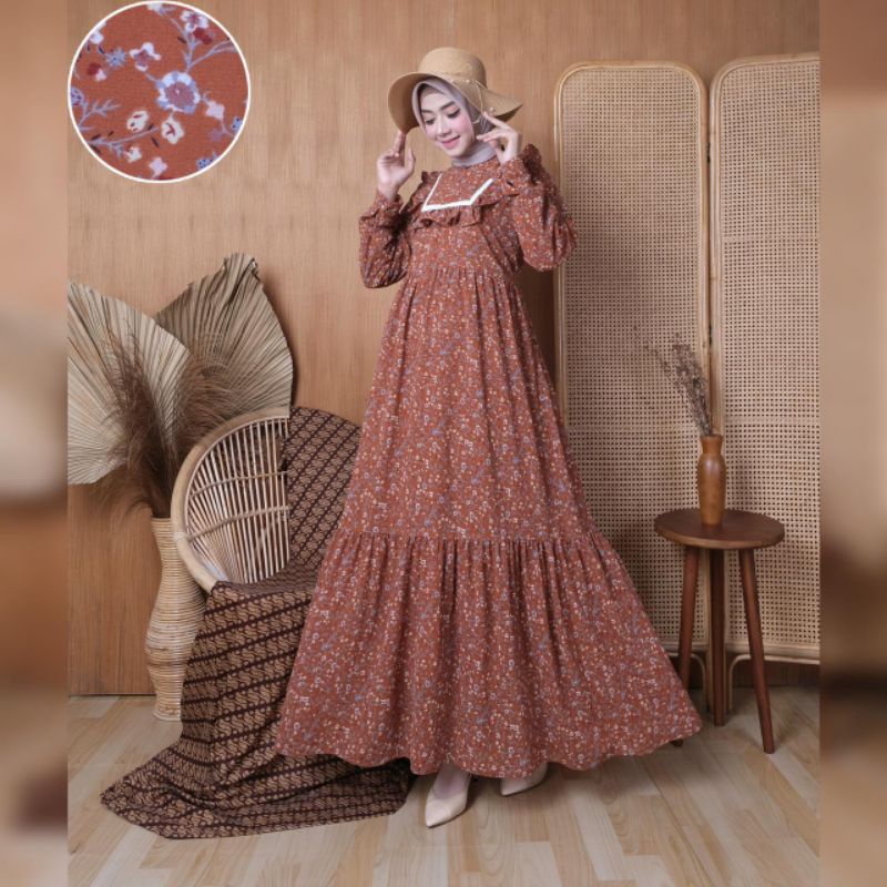Nura Collection Official - Nuriel Shop - Baju Gamis Wanita Terbaru - Gamis Bahan Ceruty - Laluna-BATA