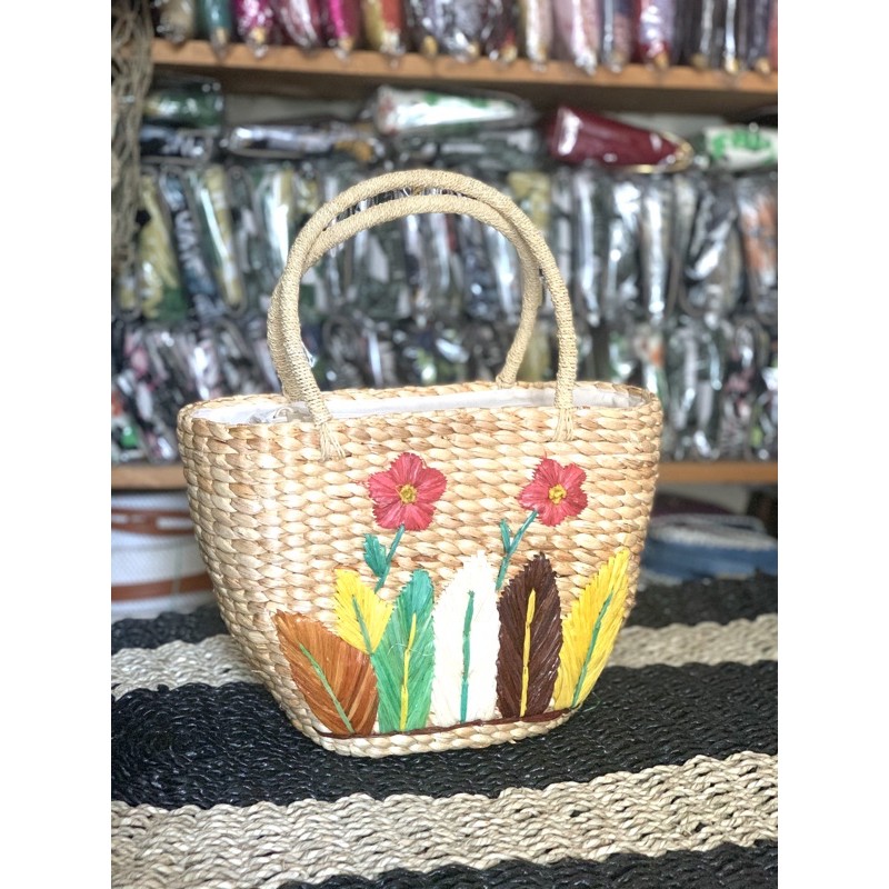 Tas Enceng gondok mangkok sulam