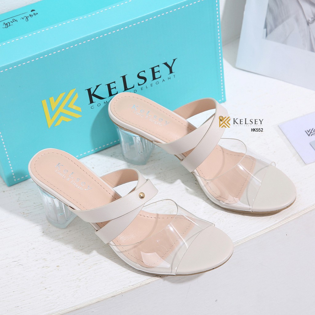 Kelsey Sandals Hak Kaca 8cm Wanita / Sandal Heels Wanita HK552