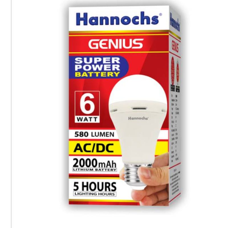 Lampu Emergency LED Hannochs GENIUS 6 watt / 8 watt / 10 watt / 12 watt / 15 watt / Lampu Emergency Bagus / Mati Lampu Nyala / Bohlam LED Hannochs