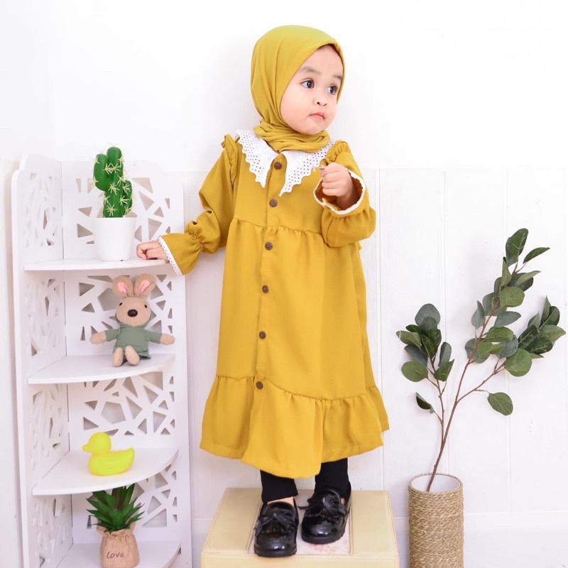 Rayna Dress Tunik Anak Perempuan Free Bandana