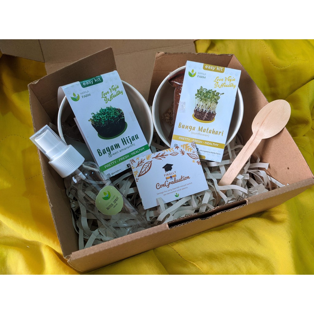 HAMPERS | GIFTBOX | GIFTBOX 1 EASY KIT MICROGREENS KARILA FARM | Set Berkebun Microgreens Kit