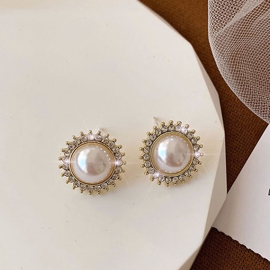 Anting Mutiara Gaya retro Perancis Untuk Wanita