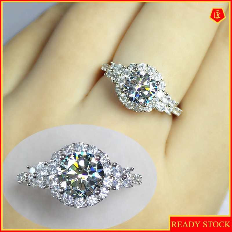 [Ready Stock]Luxury 2 Karat Moissanite Diamond Ring for Women