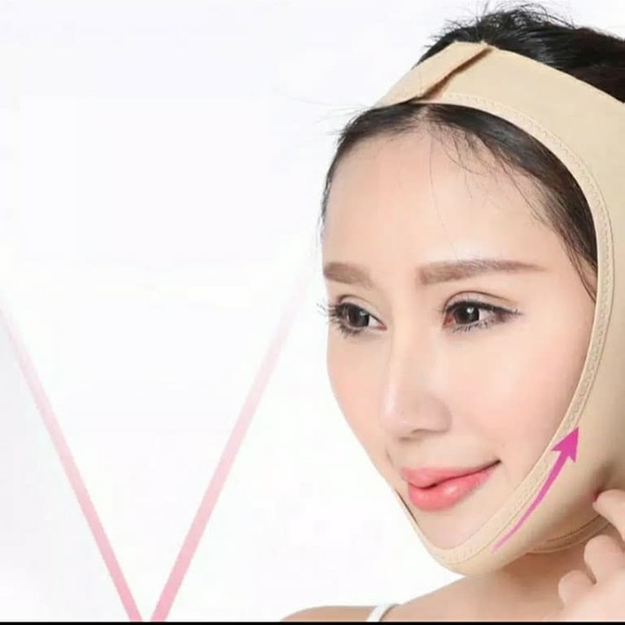 3D V SHAPE FACE SLIMING LIFT UP BELT SABUK  PENIRUS PIPI WAJAH PENGHILANG DOUBLE CHIN - BEIGE