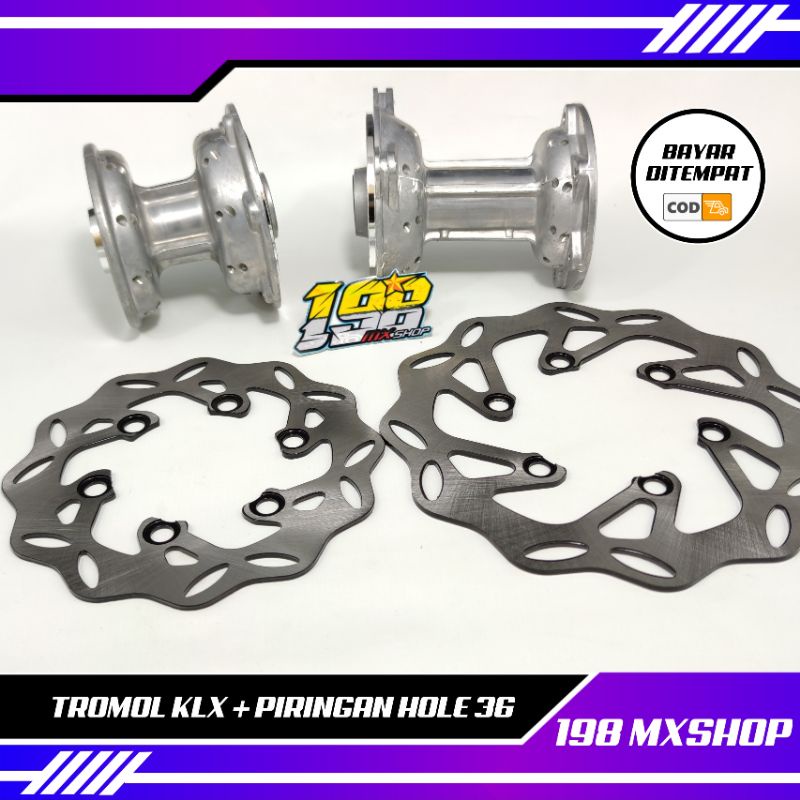 TROMOL SET KLX 150 HOLE 36 PLUS PIRINGAN MODEL ORI - TROMOL DEPAN BELAKANG KLX - DTRACKER ALL SERIES