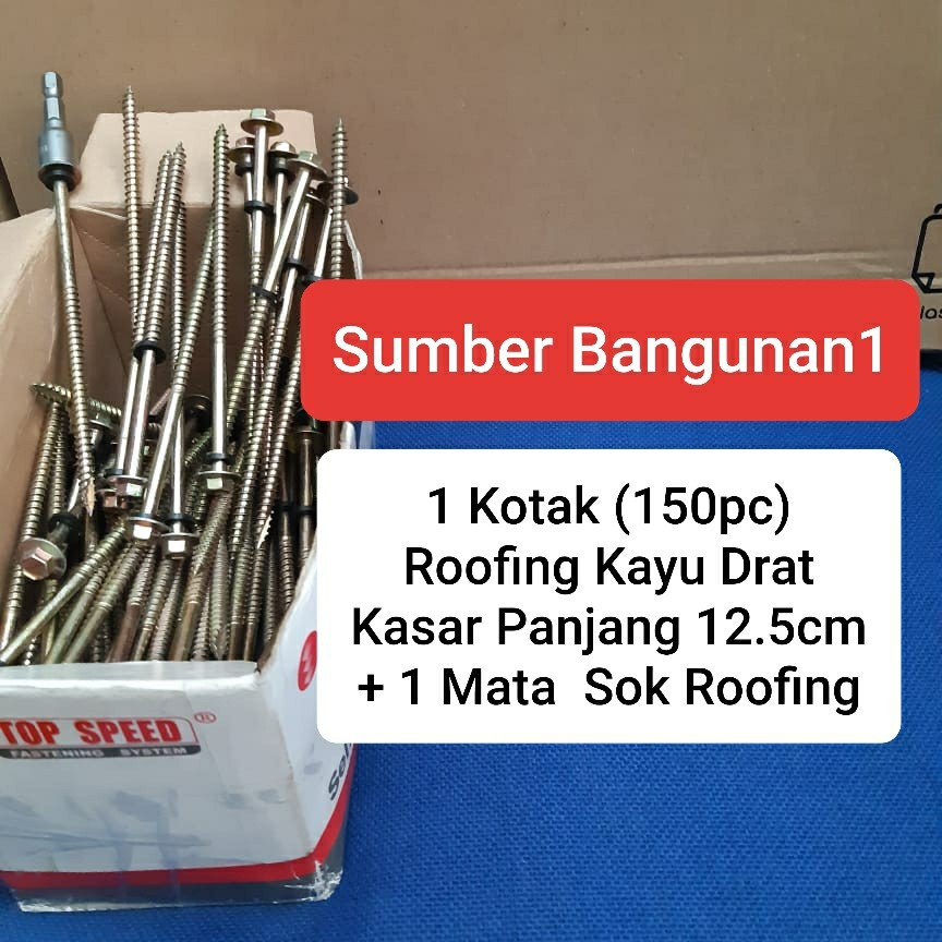 Sekrup Roofing kayu drat kasar panjang 12.5cm 1 kotak (150pcs) skrup panjang