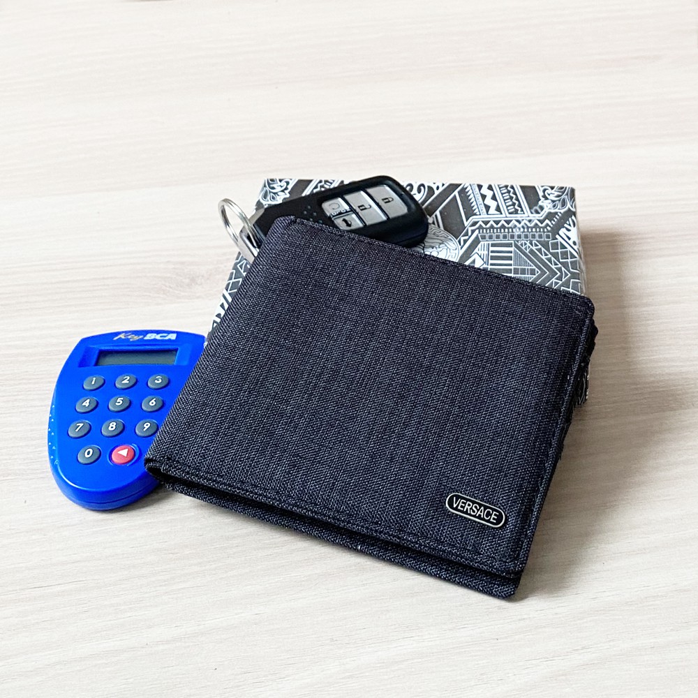 SHOPEE 6.6 SUPER SALE!! Vercase Dompet Pria V33 Dompet Kulit Kanvas - Black