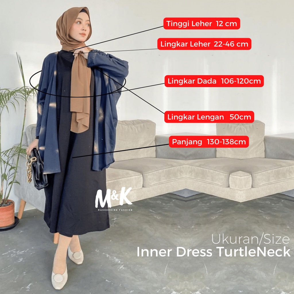 (COD ) INNER DRESS SPAN SIZE M L XL XXL PREMIUM TEBAL/GAMIS MANGSET TANPA LENGAN /INNER DRESS SLEEVELEES//INNER DREES TURLENECK /