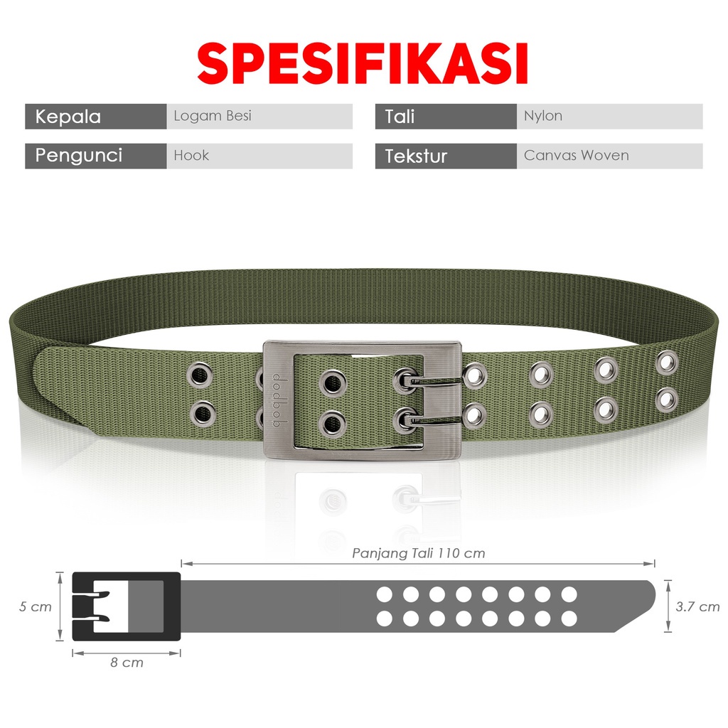 Ikat Pinggang Gesper Jarum Ganda Tali Nylon Canvas Sabuk Tactical Belt Fashion (S013)