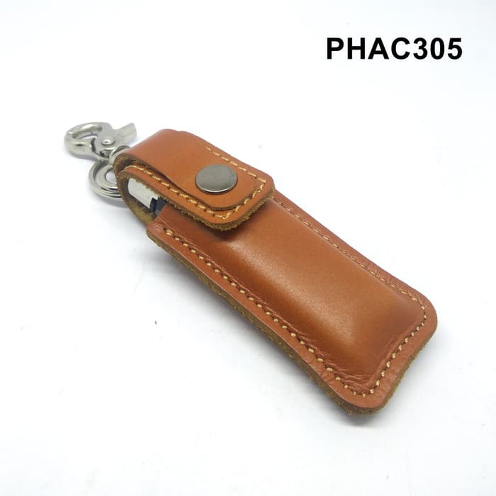 gantungan dompet tempat korek gas kulit asli - lighter - tan PHAC305