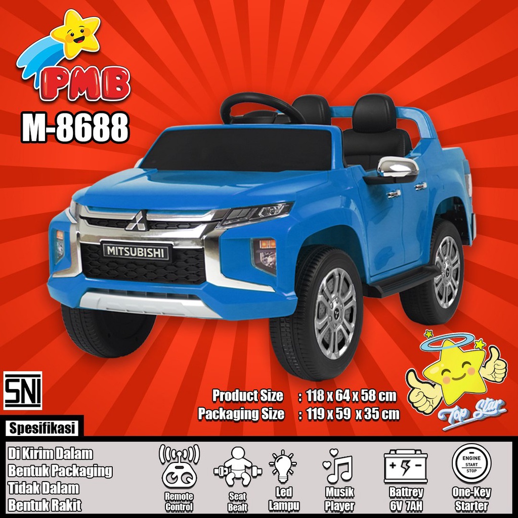 Mainan Anak Mobil Aki Anak MITSUBISHI TRITON PMB M-8688-2