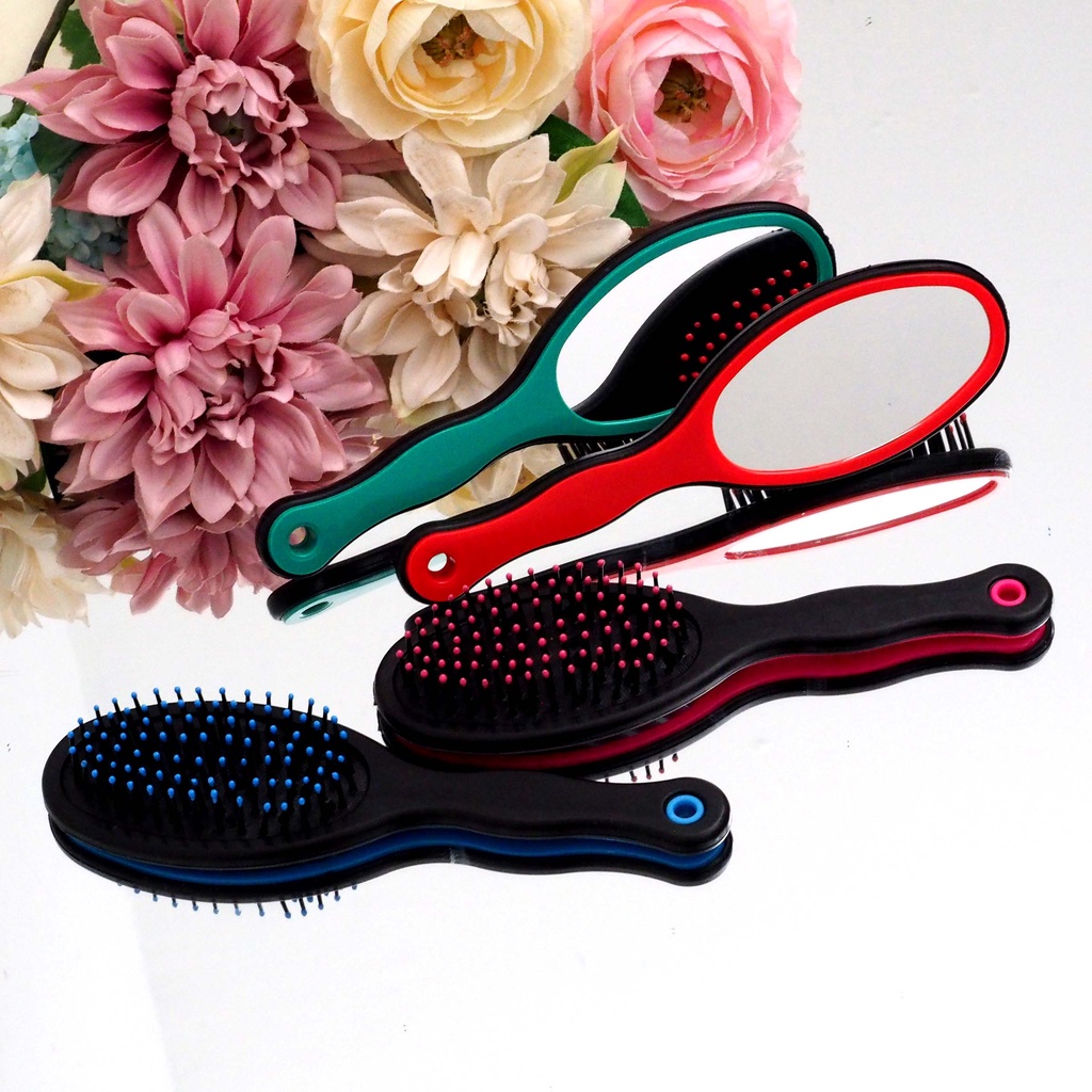 Sisir Cermin 2 Sisi Hitam Oval Blow Comb Style Warna Warni Sisir Rambut Sikat Bagus