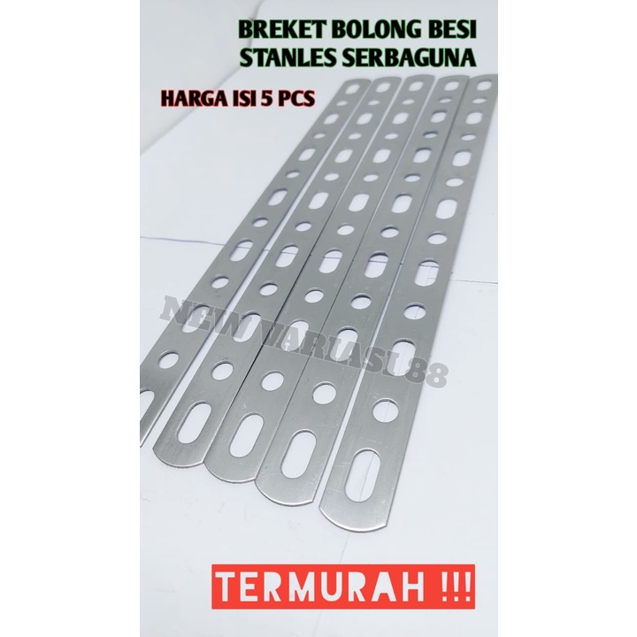 Jual Breket Plat Besi Bolong Serbaguna Multi Fungsi Bahan Tebal Warna Chrome Panjang 30 Cm Lebar 5234