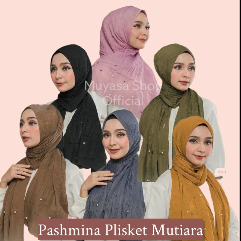 PASHMINA PLISKET MUTIARA PASMINA SAUDIA MURAH PASMINA MUTIARA UMAMA SCARF