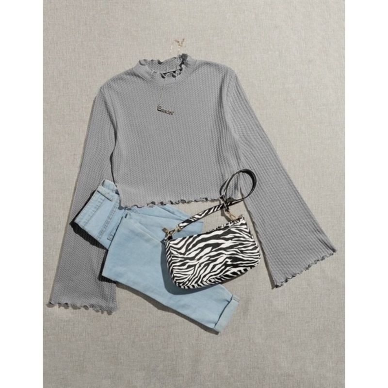 BLOUSE CROP - TOP BLOUSE KOREA - TOP BLOUSE TEROMPET KRIWIL