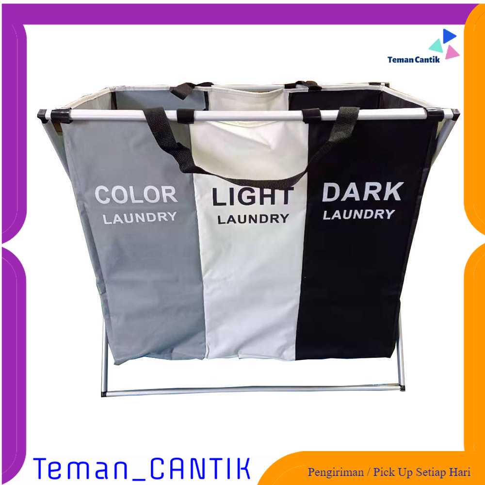 TC-DA1 X Shape Keranjang Penyimpanan Pakaian Kotor Three Grid Laundry - NE430