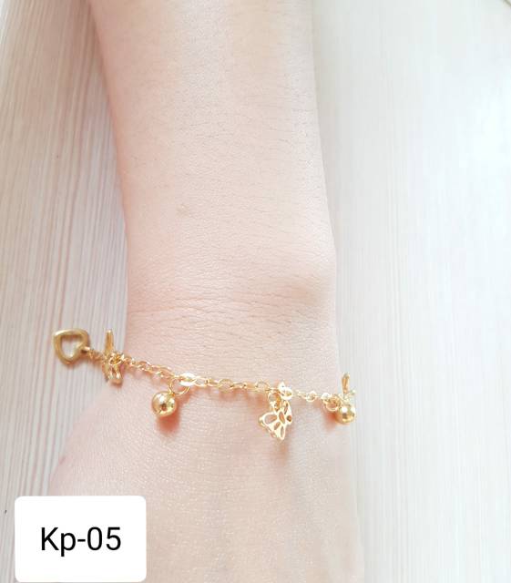 SET Gelang Tangan Gelang Kaki Kupu-kupu Titanium Gold impor Antikarat Fashion Gelang jurai Buterfly