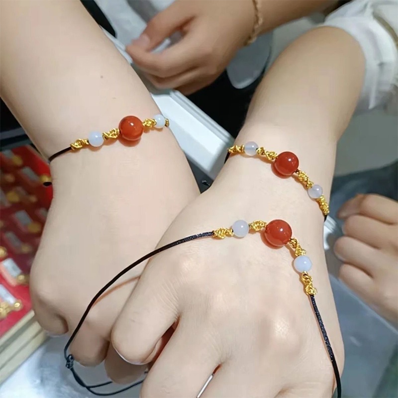 Gelang Tangan Manikmanik Batu Agate Merah Natural Untuk Pasanganpriawanita