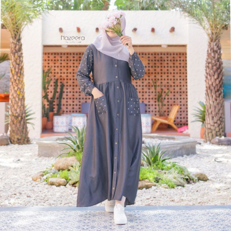 Halma Dress | Gamis Murah | Gamis Cotton | Gamis Motif Polkadot | Gamis Kekinian