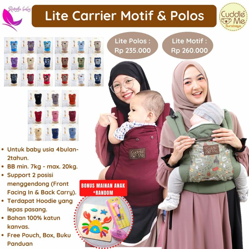 [Bonus Mainan] CuddleMe LITE carrier Gendongan Bayi Anak 4bulan - 2 tahun SSC Gendongan Ransel Depan MShape Gendongan Lite Cuddle me