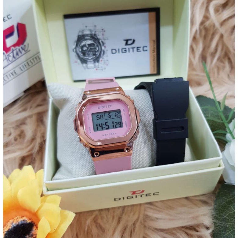 JAM TANGAN WANITA DIGITEC BDG 7054 FREE TALI CADANGAN ORIGINAL TAHAN AIR 100M