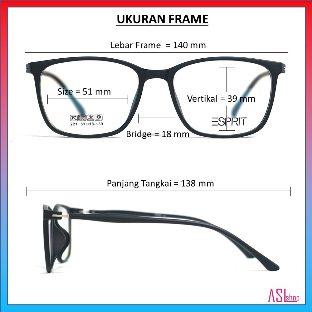 FRAME DAN KACAMATA MINUS (ESP 221) RINGAN DAN LENTUR