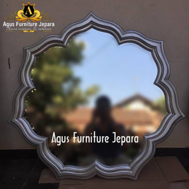 PIGURA CERMIN KACA LEAVES (kaca cermin hias cermin dinding)