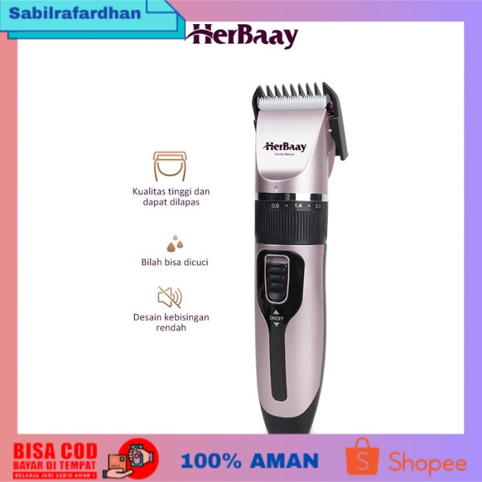 (COD PROMO) Gunting rambut Listrik Alat cukur rambut charger - Merah Muda