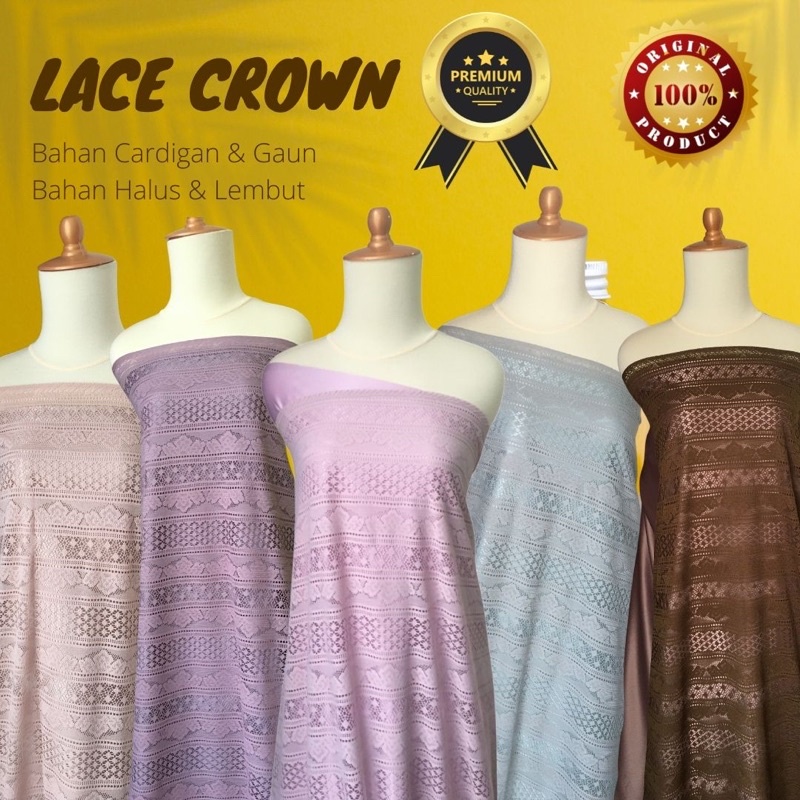 Kain Brokat Lace Crown Lavender Coksu Hitam Dusty Purple