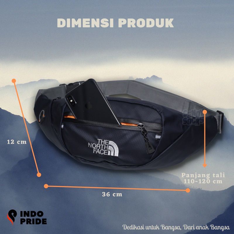 Tas Pinggang TNF Pria Waterproof Waist Bag Hezel Pria Anti Air Anti Sobek