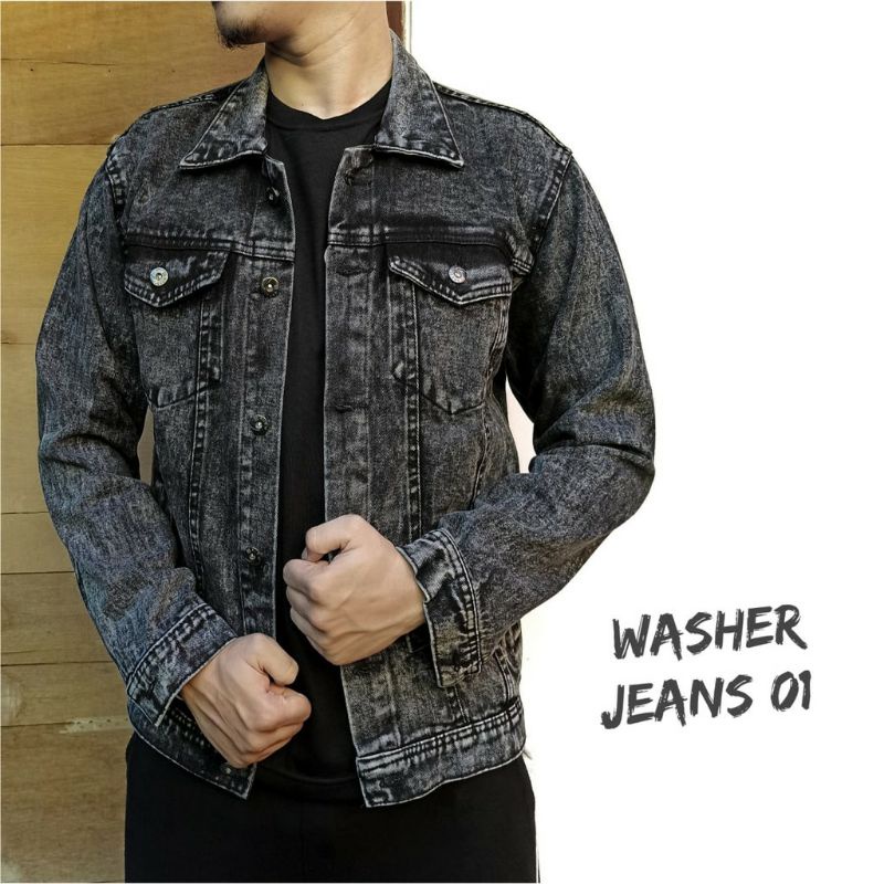Promo Murah Jaket Jeans Pria/Wanita Hitam Unisex