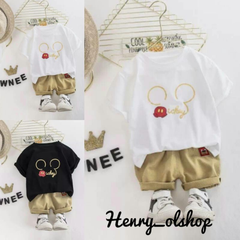 BAJU SETELAN ANAK SET WNEE KING BUAT ANAK 2 3 4 5 TAHUN BUSANA KID MICKEY KIDS COWOK LAKI LAKI KOREA